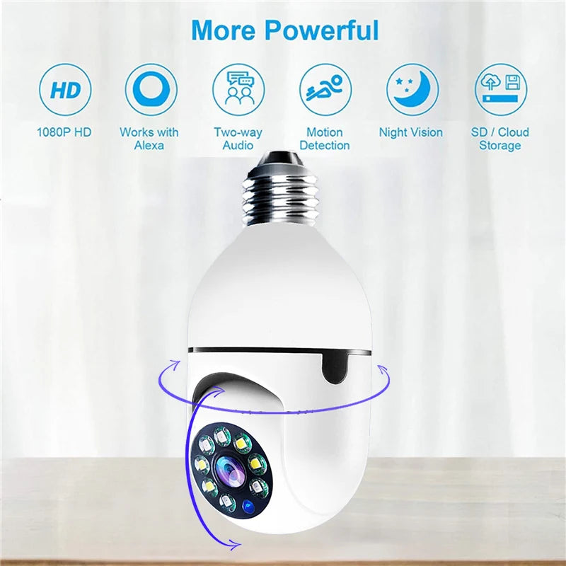 Bulb E27 Surveillance Camera Full Color Night Vision Automatic Human Tracking Zoom Indoor Security Monitor Wifi Miini IP Camera