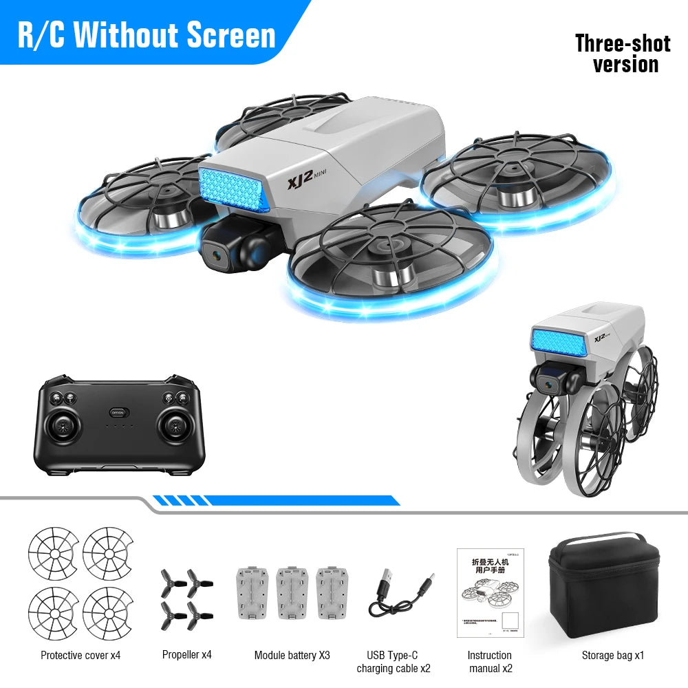 XJ2 Mini Drone 8K HD Camera, Foldable Brushless RC Quadcopter, Remote Control Toy for Kids Teens Beginners Gift Drone