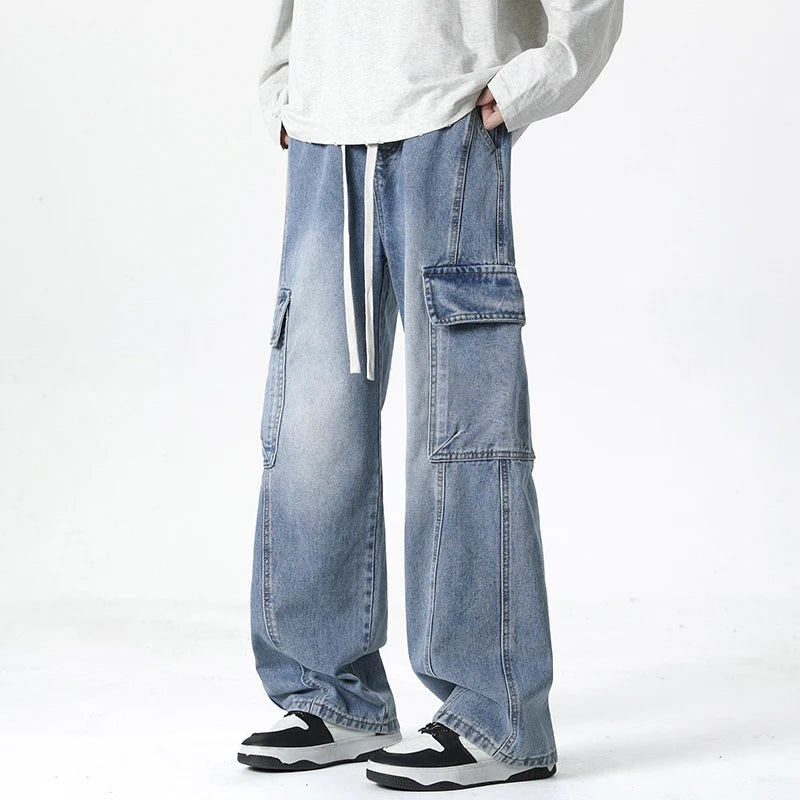 2025 Spring and Summer Men's Jeans Comfortable Versatile Workwear Military Straight Jeans Men's Fashion Trend Classic Style