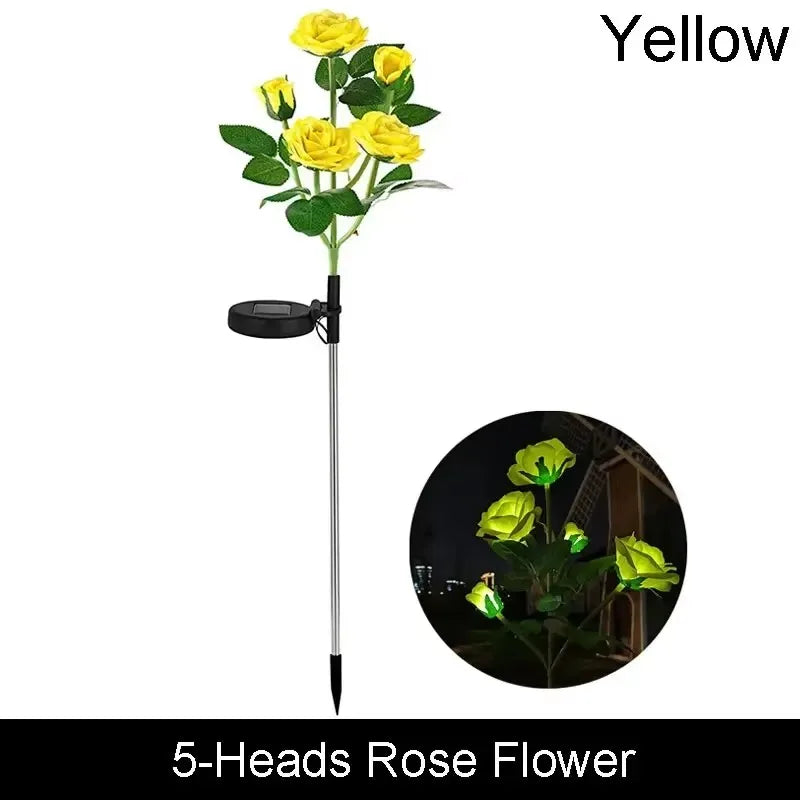 Solar Garden Lights LED Solar Flowers Rose Lawn Lamp Outdoor Waterproof Outside Light for Patio Yard Garden Wedding Xmas Decor