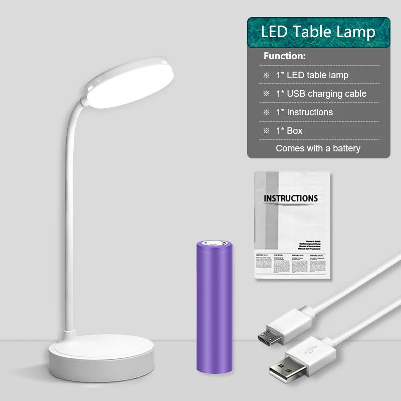 Dual Head Clip Table Lamp LED Rechargeable Eye Protection Desk Lamp Flexible Dimmable Night Lamp For Children Study Kids Reading