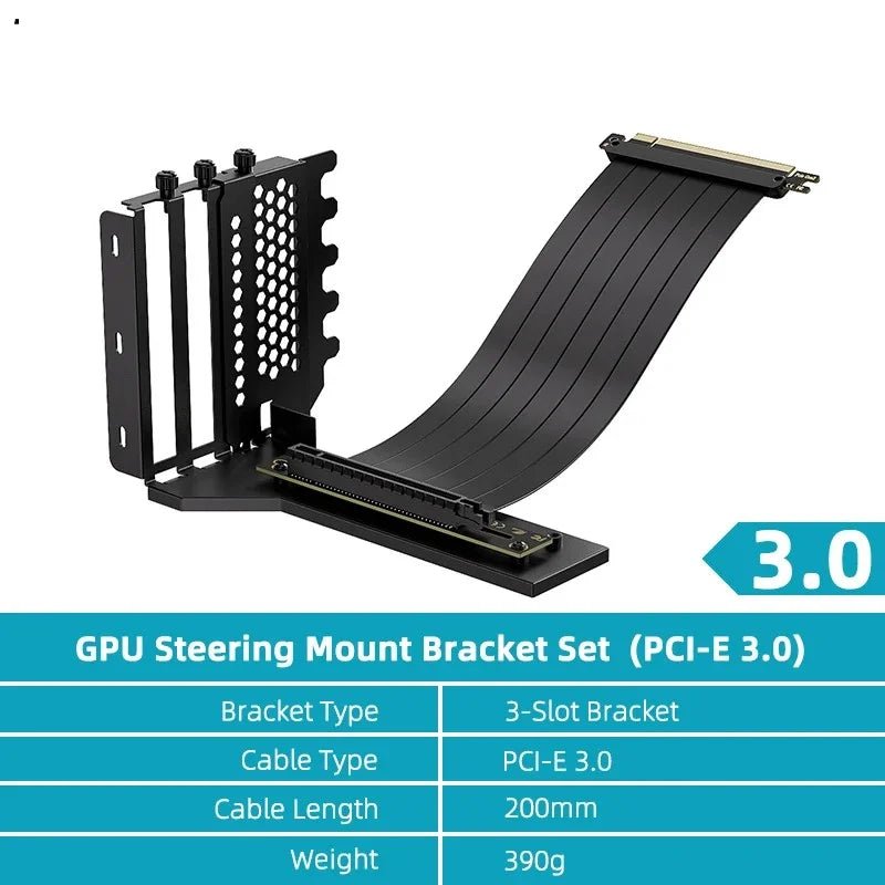 Teucer Vertical GPU Mounting Bracket PC Graphics Card Holder PCI-E 3.0/4.0 x16 Anti-interference Flexible 90° Extension Cable