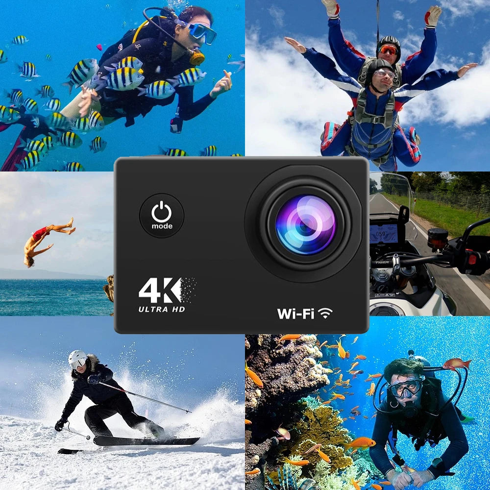 Action Camera Ultra HD 4K30FPS 16.0MP Wi-Fi 2.0" Screen 170D DVR Webcam Underwater 30M Helmet Video Recording Sport Camera