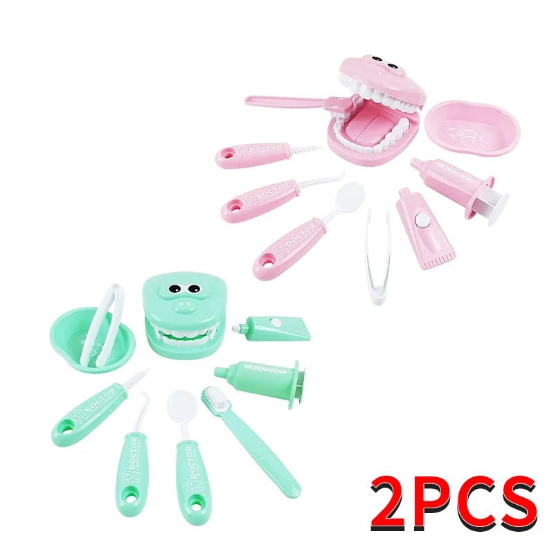 9PCS Plastic Dental Simulation Game Set, Children's Medical Set Hygiene Habit Cultivation Teaching Aid Intellectual Brushing Toy