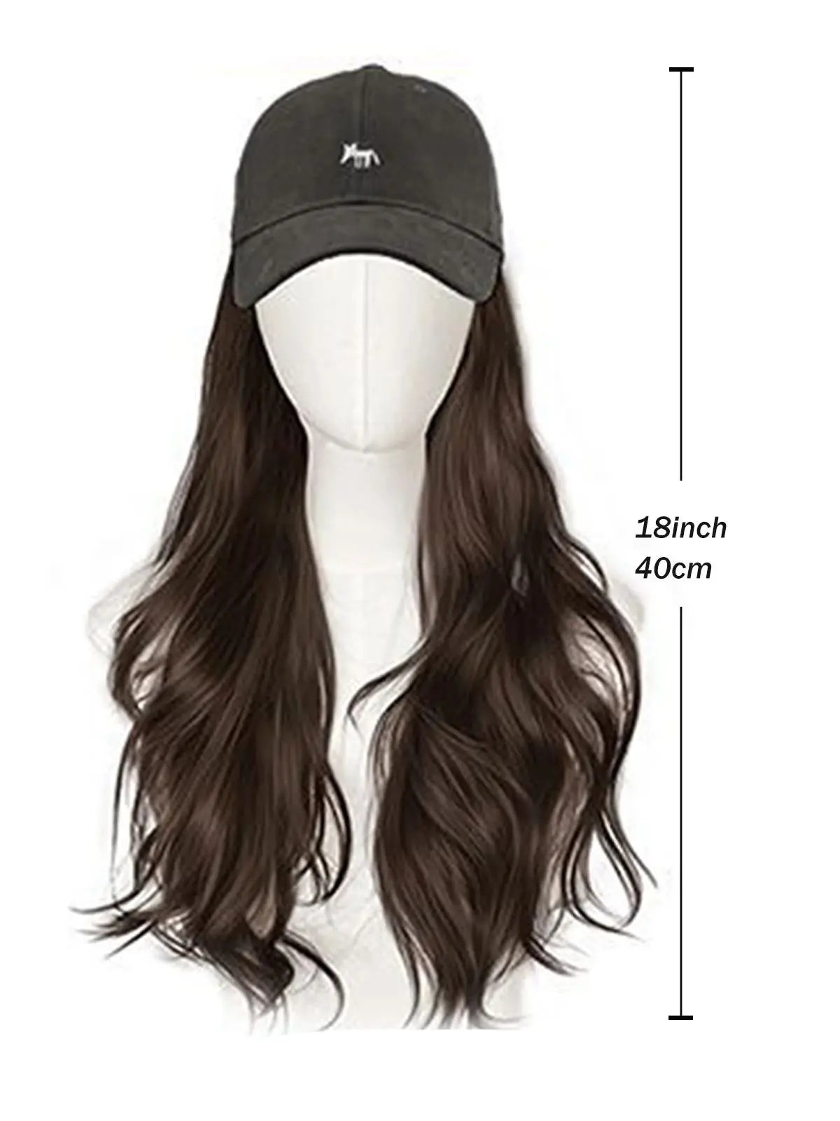 Baseball Cap Wig Natural Wave Hair Extensions With Hat Heat Resistant Synthetic Hair Adjustable Wig Dark Grey Wigs for Women