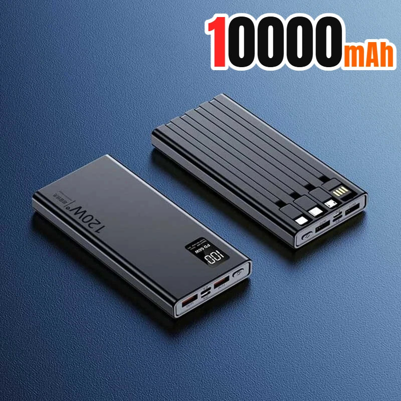 500000mAh Power Bank Built 4 Cables Large Capacity Super Fast Charging Portable External Battery for iPhone Huawei New