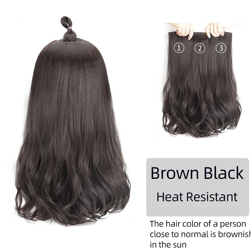 Aosiwig Synthetic Hair Extensions Long Straight Curly Wavy Natural Fake False Wig Female Clip In Hairpiece One Pieces for Women