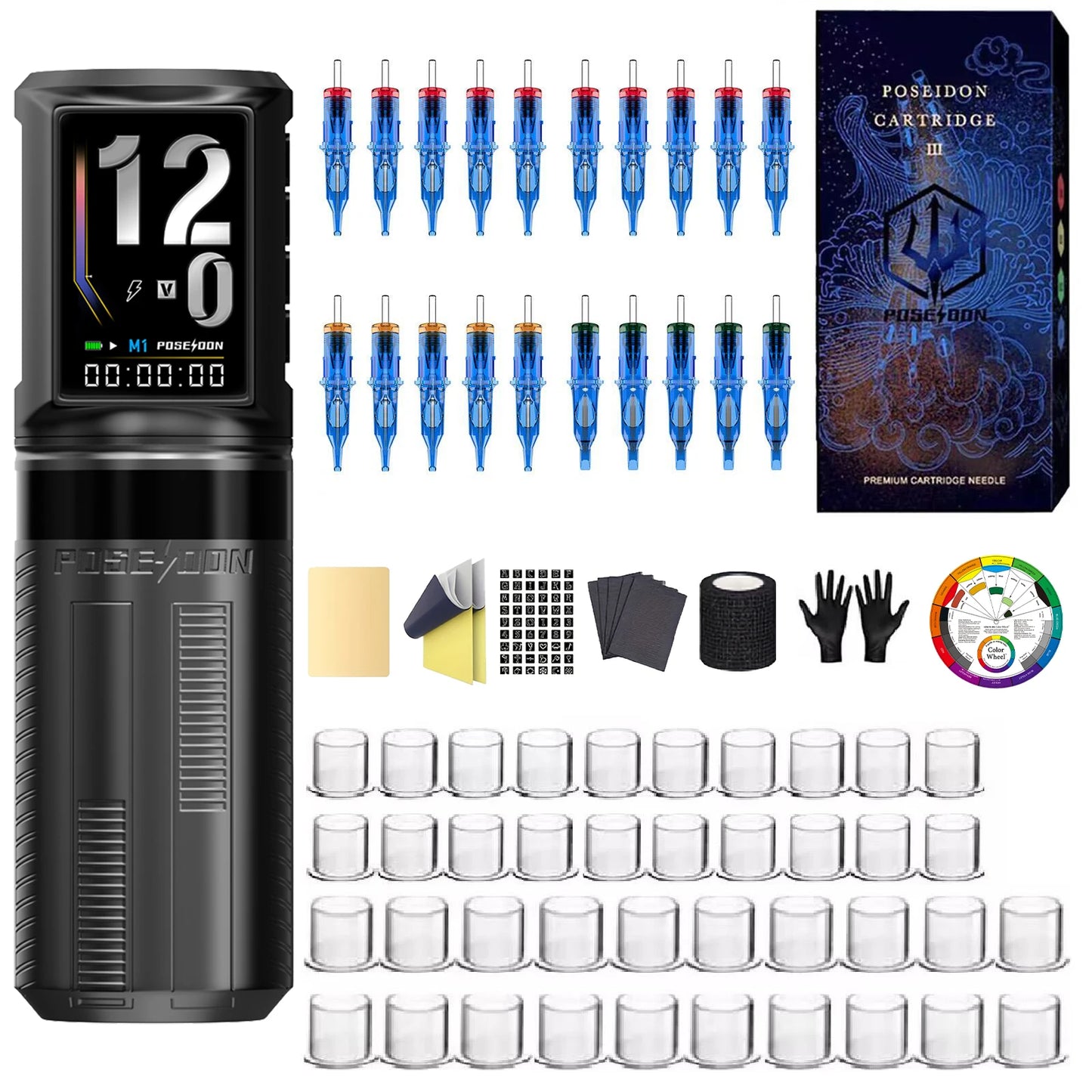 POSEIDON Tattoo Kit HM163 Wireless Tattoo Pen Kit For Permanent Makeup Tattoo Machine Kit Professional Tattoo Gun Kit