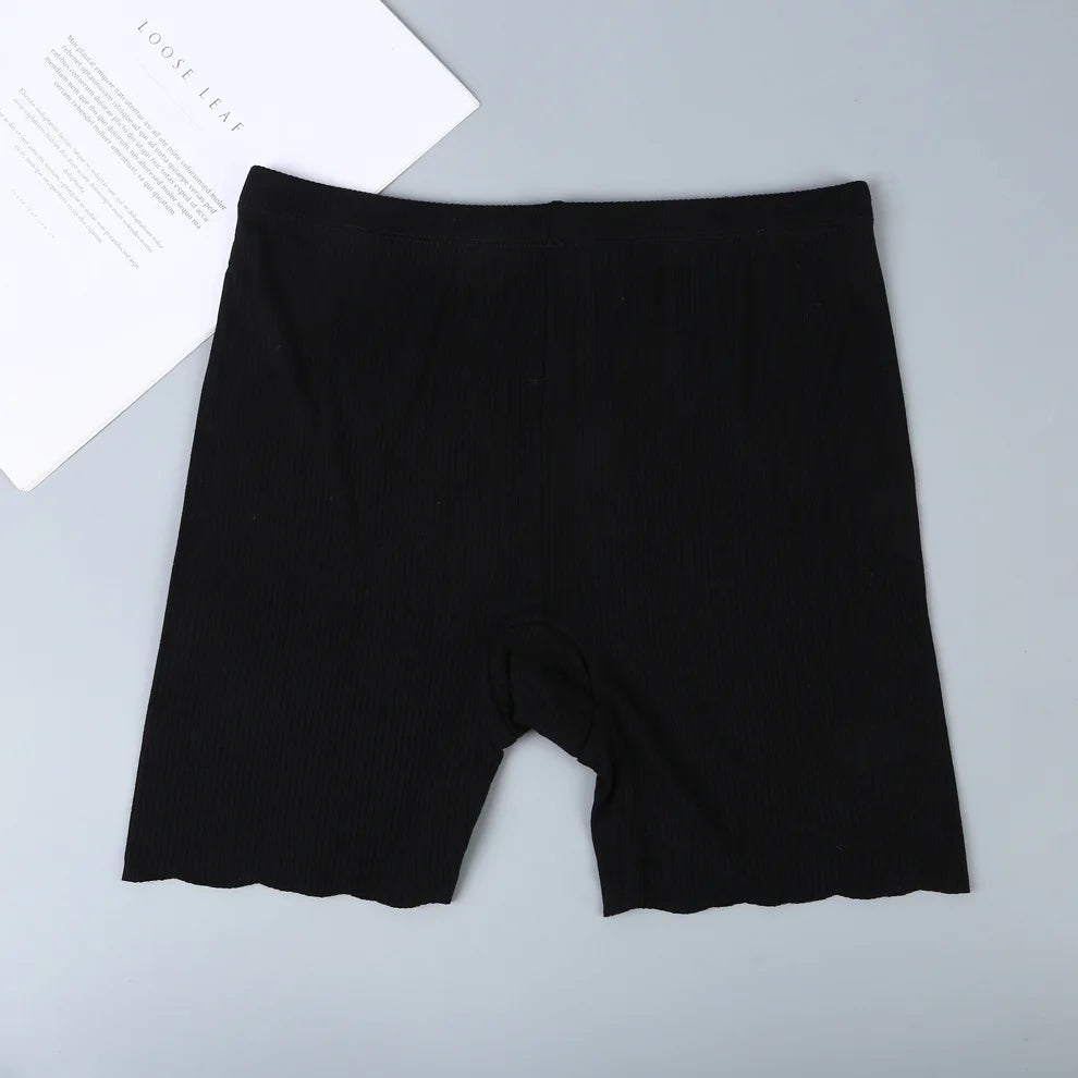 2 IN 1 Seamless Safety Shorts Panties For Women Summer Mid Waist Elastic Cool Ice Silk Undershorts Large Size Underskirt Shorts