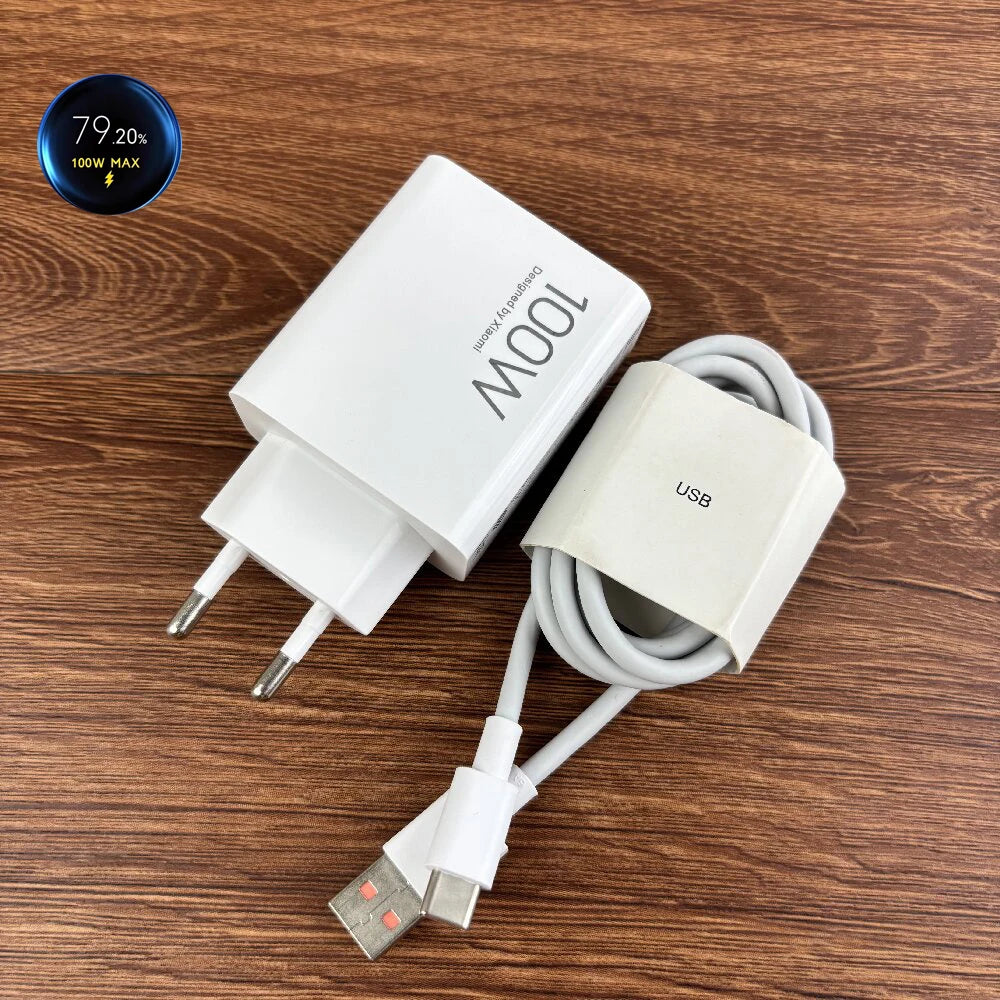 Xiaomi 100W HyperCharge Combo Type-A Power Adapter 1M 6A Turbo Fast Charging Cable for MI 17 15 Ultra 14 13 Redmi K90 80 Pro Max