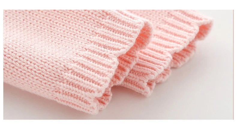 0-24M 100% Cotton Newborn Flower Baby Girl Romper Sweater Winter Clothes Knit Thick Warm Floral Embroidery Jumpsuit Outfit