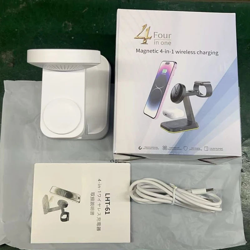 3 in 1 30W Smart Watch Earphone for iPhone 17 16 15 14 13 12 Fast Universal Magnetic Phone Stand Wireless Charger StationHolder