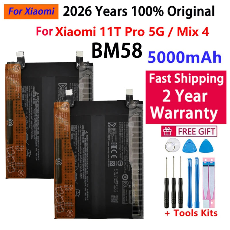 2026 Years 100% Original Battery BM59 For Xiaomi 11T Mi 11T, BM58 For Xiaomi Mi 11T Pro Mi Mix 4 Mix4 Batteries Fast Shipping