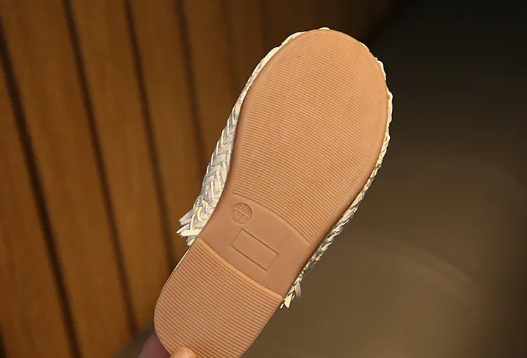 Girls Summer Shoes Weave Knitted Design Children Flat Shoes Kids Summer Sandals Princess Sweet Soft Fashion 2 in 1 Slippers Cute