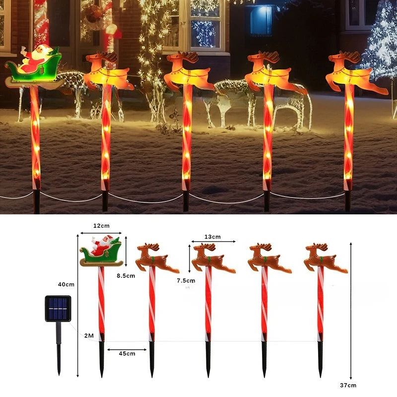 5/6pcs/set Christmas Snowman Santa Claus Solar Garden Light Warm White Waterproof Stake Lamp Garden Outdoor Christmas Decoration