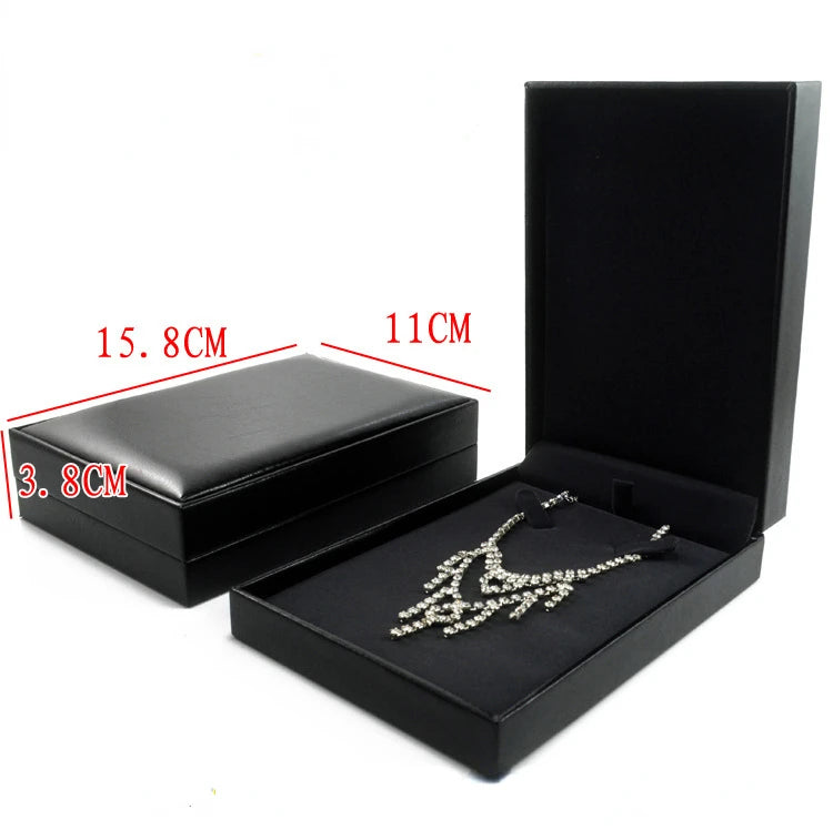 Black PU Leather Ring Box Jewelry Packing Box Necklace Pendant Bracelet Gift Box Earrings Necklace Bracelet Packing Set