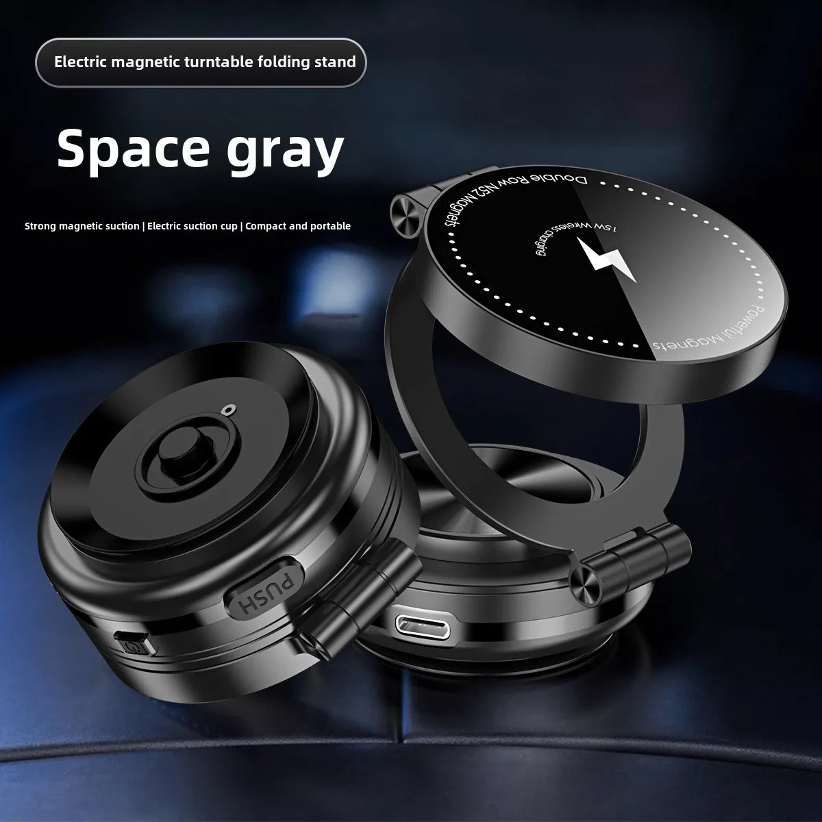 15W Wireless Charger Double Sides Phone Holder Magnetic Vacuum Adsorption Bracket Foldable GPS Stand Electric Sucker Cup Suppor