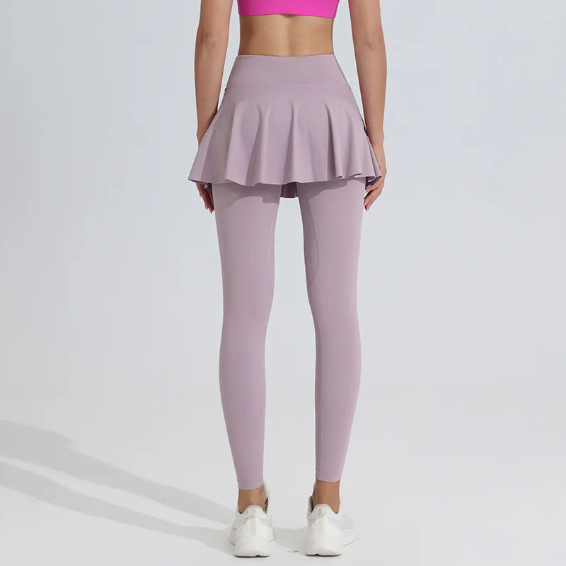 New Yoga Pants Women's High Waist Tennis Skirt Fitness Speed Drying Running Pocket Sports Skirt Tight Pants