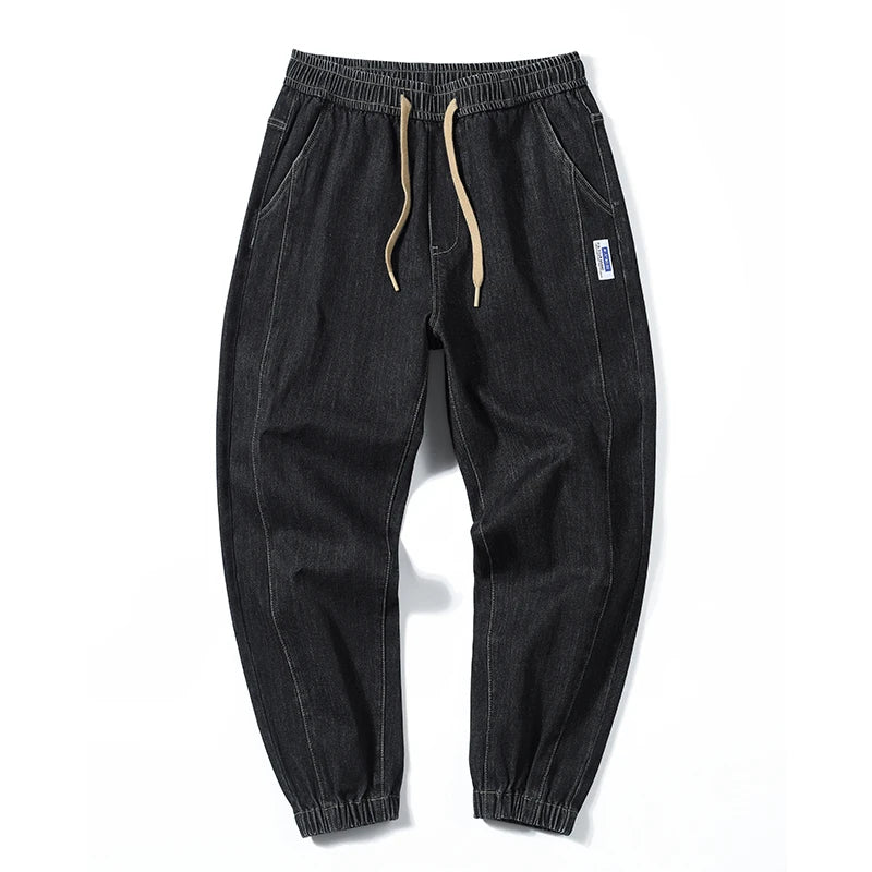 Jeans For Men Loose Fit Joggers Pants Oversize Baggy Pants Harem Wide Leg Elastic Waist Drawstring Male Denim Trousers Tapered