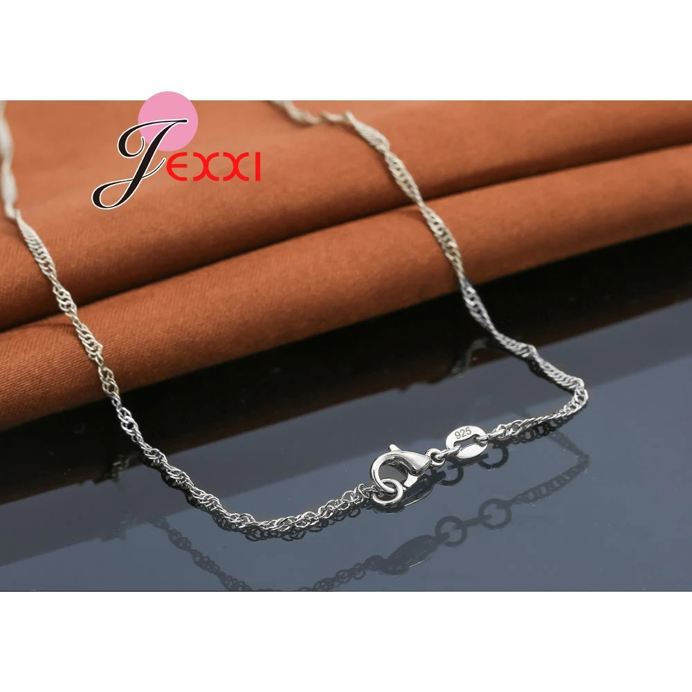New 925 Silver Color Jewelry Sets Include Rhinestone Necklace Earrings Purse Wedding Anniversary Accessories Gift