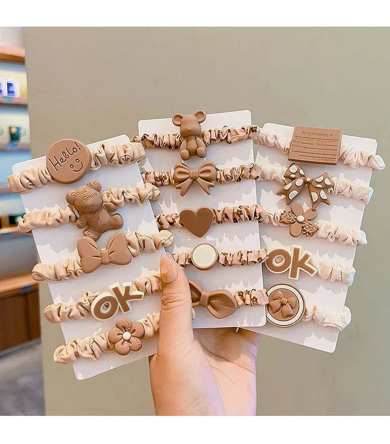 10 pieces of hair accessories, high elastic elastic ladies hair band suit, simple temperament, high ponytail hair accessories.