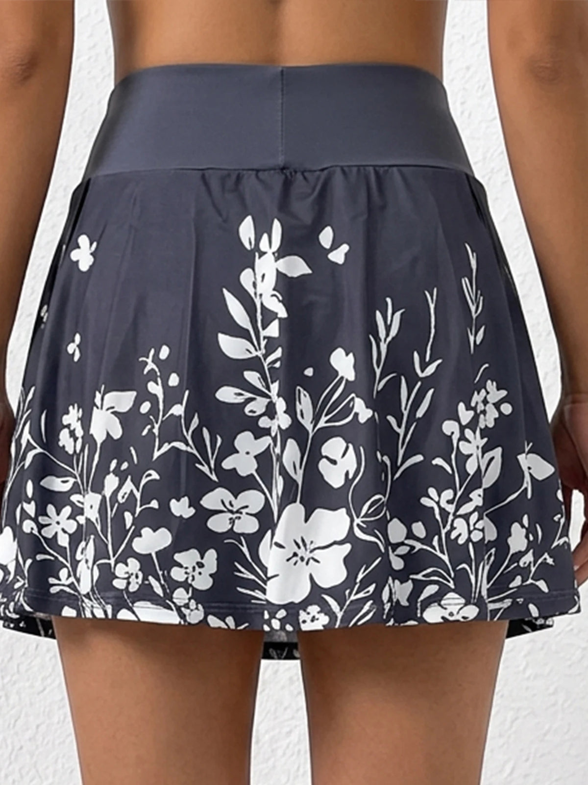 Floral Print Skorts for Women Elastic Waist A-Line Mini Skirt with Pockets Built-in Shorts Summer Casual High Stretch Flowy