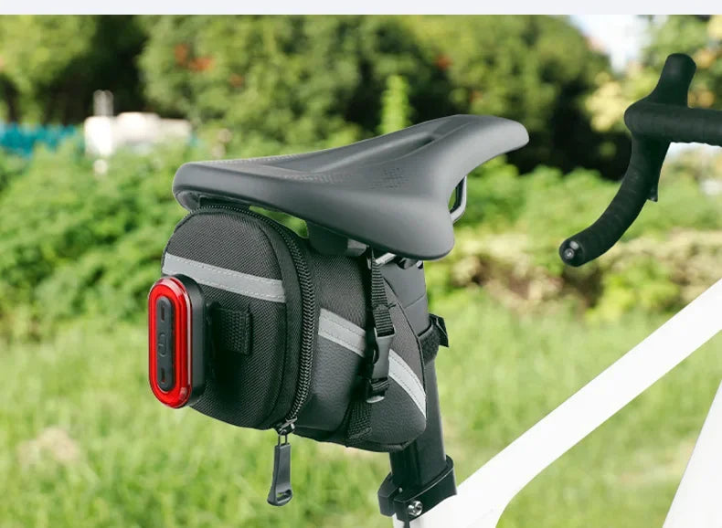 Bicycle Rear Saddle Bag Cycling Accessories Storage Panner Streamlined Tail Bag Pouch for MTB Road Bike W/Loop to Attach Light