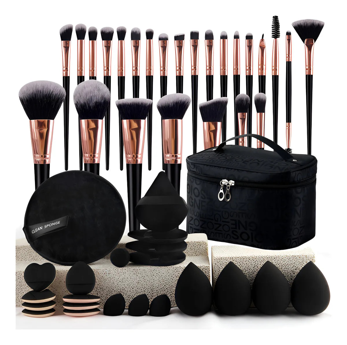 47Pcs Makeup Brush Set Chic Fragrance Style Beauty Tools Kit Portable Travel Cosmetic Bag Puff Toiletry Makeup Accessories Set