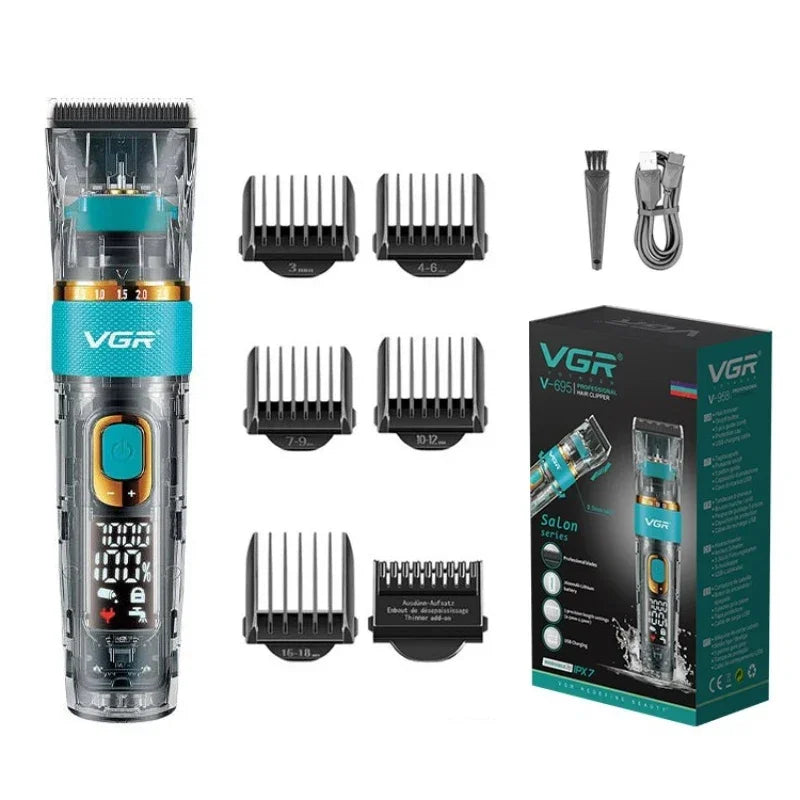 VGR Professional Hair Clipper Barber Waterproof Hair Cutting Machine Beard Hair Trimmer Three-speed Adjust Haircut For Men V-695