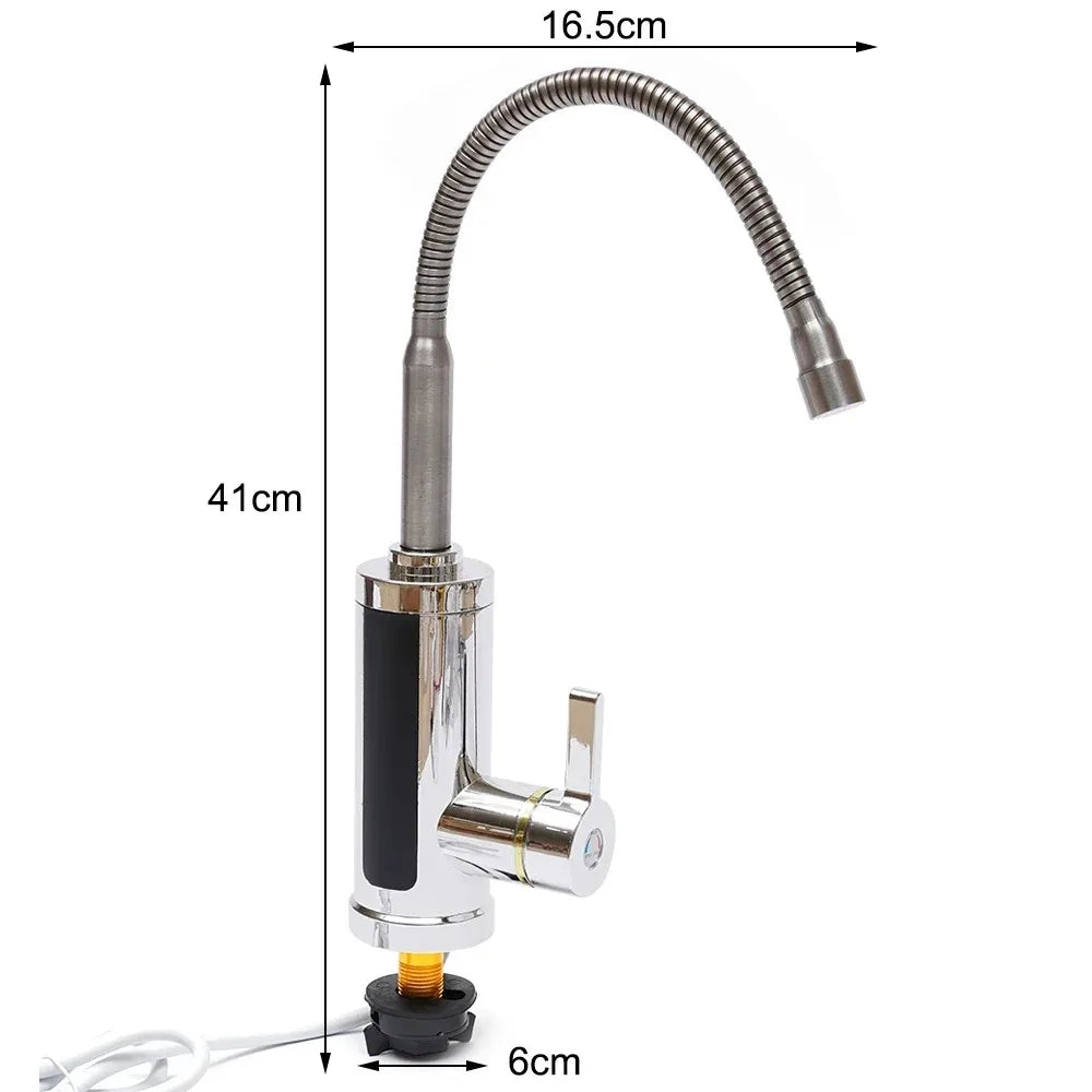 3KW Instantaneous Electric Tap, 360° Rotatable Heated Kitchen Faucet with LCD Temperature Display