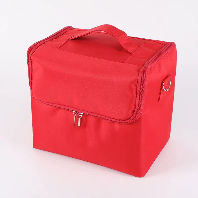 Large Capacity Professional Cosmetic Boxes Portable Zipper Nail Art Kit Organizer Storage Case Women Make Up Handbag Makeup Bags
