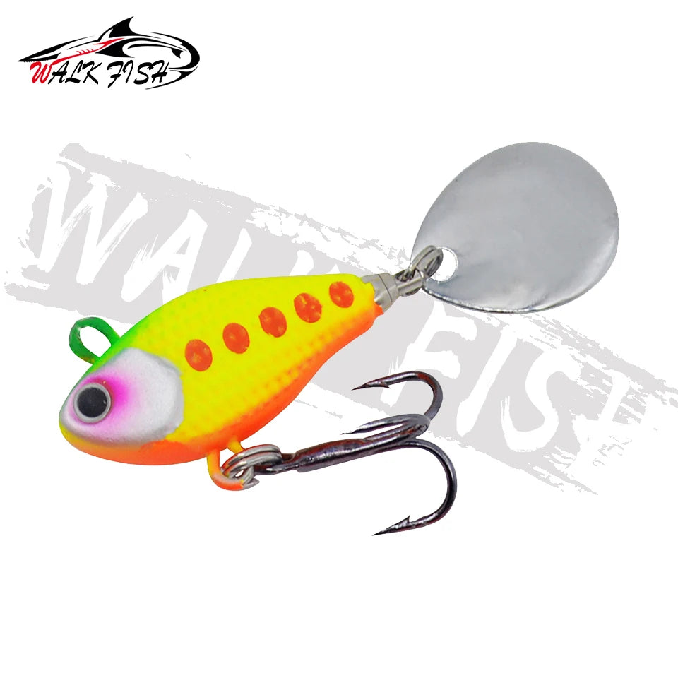 WALK FISH New 15g Metal Vib Rotating Spoon Wobbles Vibration Fishing Lures for Pike Bass Winter Jigs Pesca Fishing Tackle