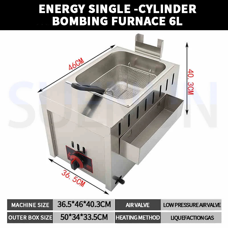12L Stainless Steel Gas Fryer Countertop Fried Chicken French Fries Machine Commercial Deep Fryer Machine with Dual Tanks