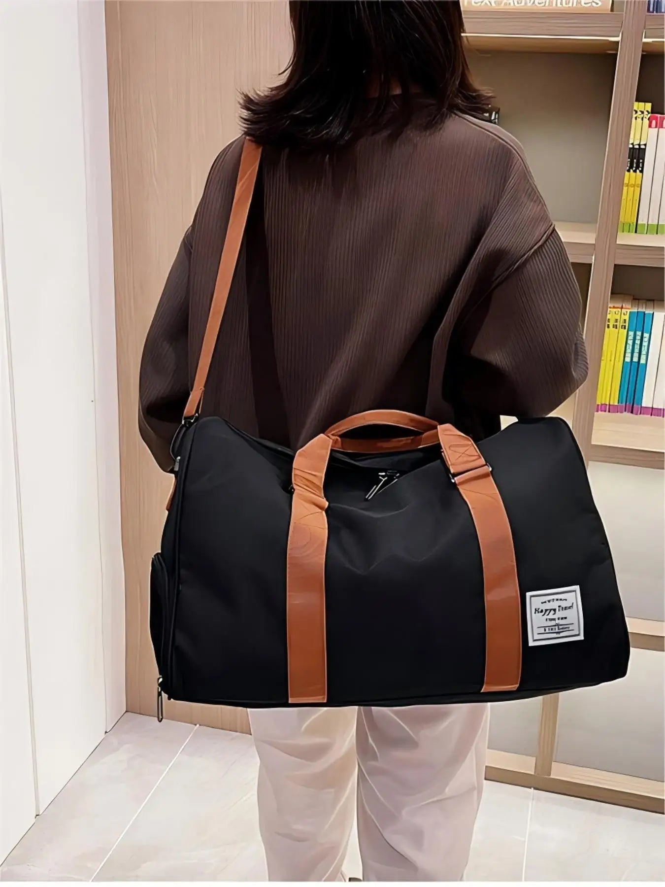 Men's Fashion Simple Duffle Bag Casual Large Capacity Sports Handbag Travel Bag Gym Bag Nylon Shoulder Bag Crossbody Bag