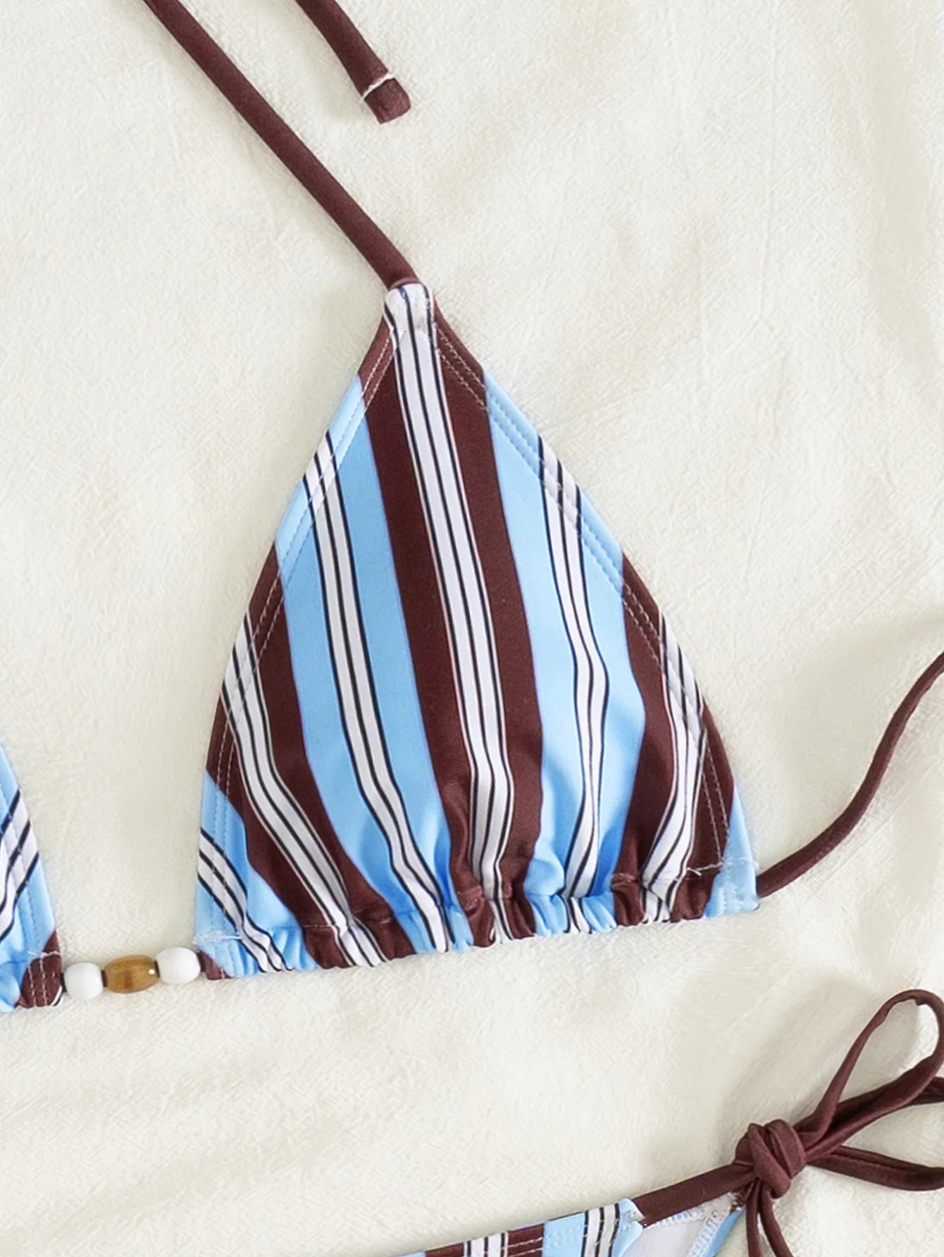 2026 New Texture Fabric Bead Accessories Adjustable Waist Wrinkle Bikini Split Swimsuit for Women Swimwear