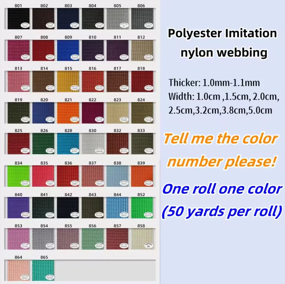 Polyester Webbing Colorful PP Webbing Strap Dog Collar Harness Backpack Bag Belt 50 Yards 1cm-2.5cm Width DIY Sewing Accessories