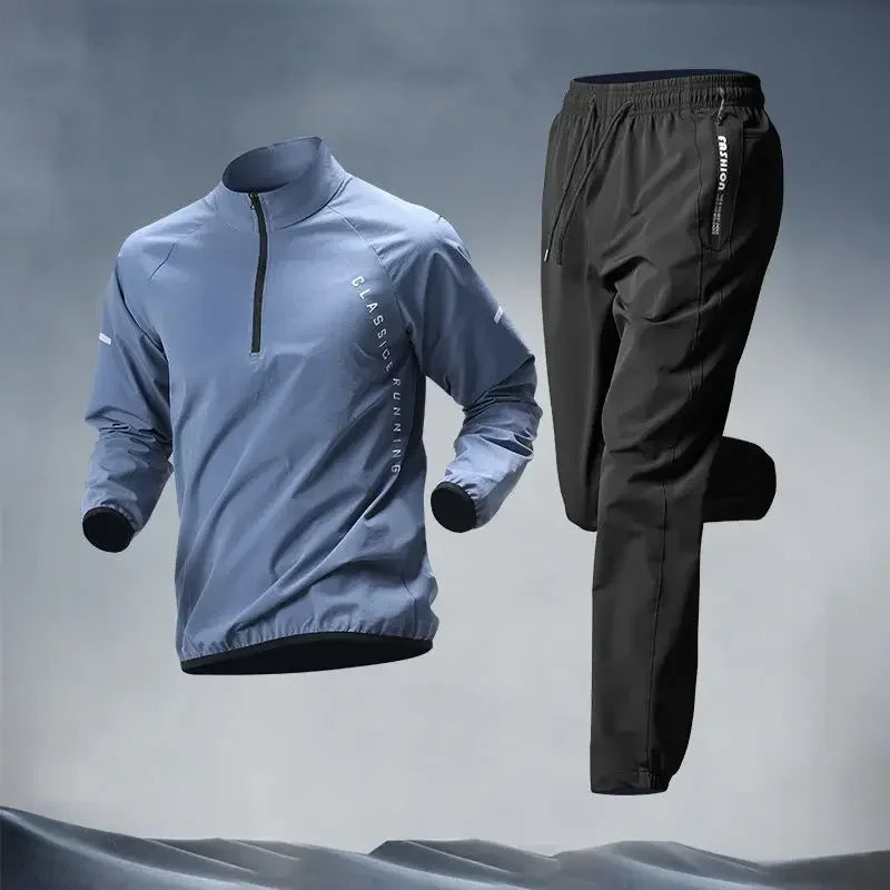 Men's Fall Running Tracksuit Casual Outdoor Quick-Dry Running Clothes for Autumn Spring Ideal Gym Track Field Sports Training