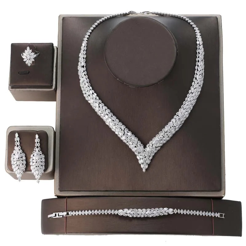 HADIYANA Jewelry Set Women Luxurious Elegant Dress Jewelry Accessories BN8786 Bridal Luxury Cubic Zirconia Ornament