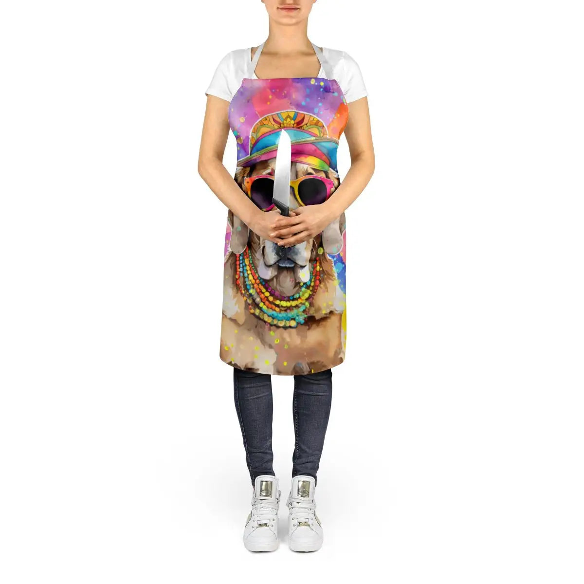 Unisex Large Multicolor Weimaraner Hippie Dawg Apron for Cooking Baking Crafts Gardening-for Adults Men Women Kitchen Server