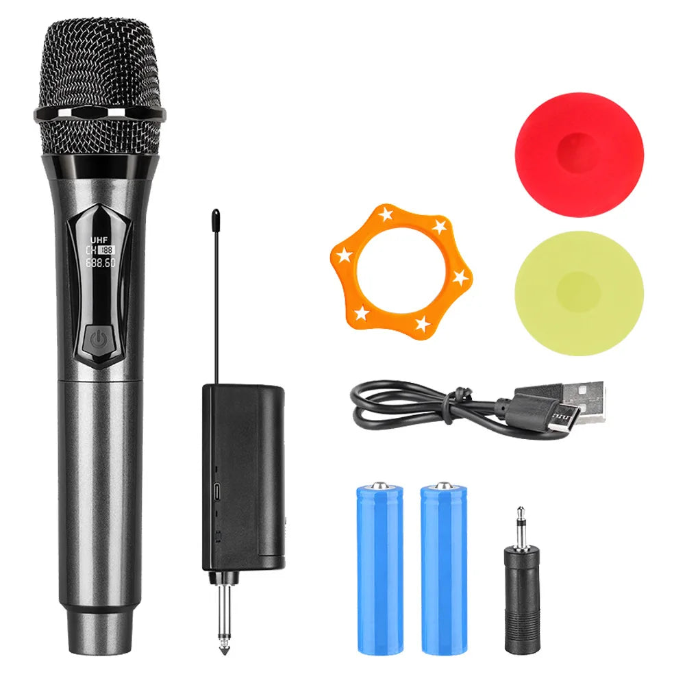 Good Wireless Microphone UHF Fixed Frequency 4 Channels Handheld Mic Micphone For Party Karaoke Professional Church Show Meeting