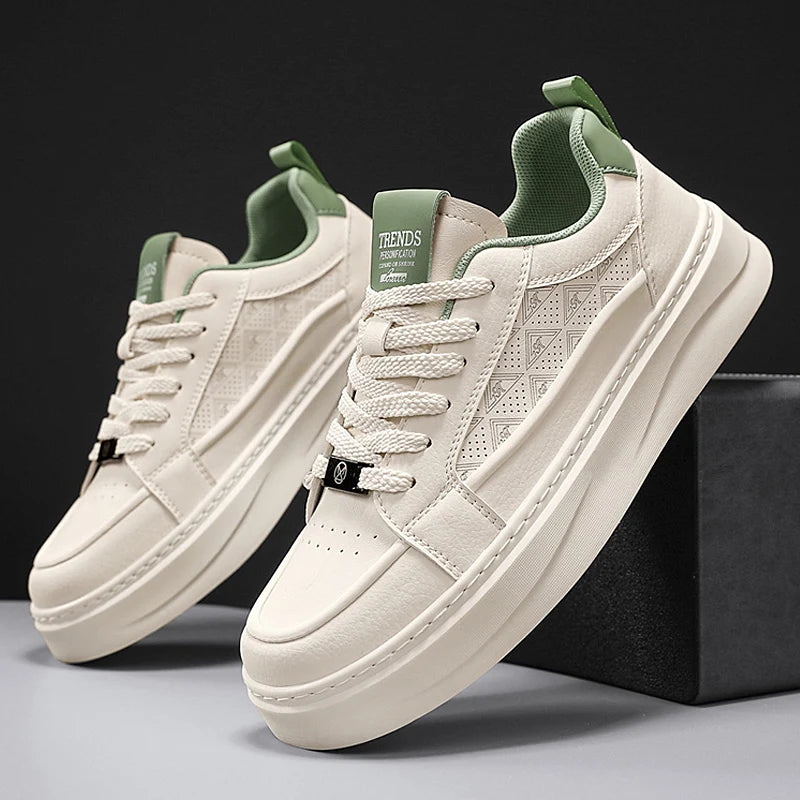 Men's sports shoes, punched sports shoes, white shoes, niche Korean version, versatile casual shoes, board shoes, trendy shoes,