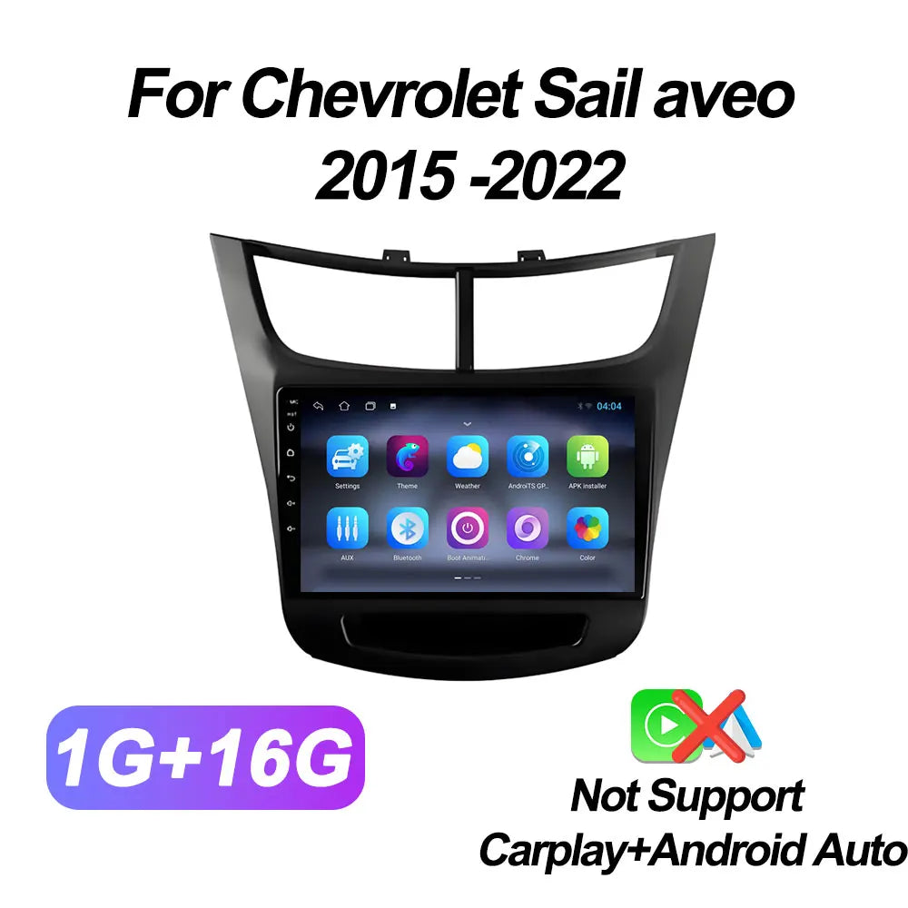 Car Radio Multimedia Player For Chevrolet Sail Aveo 2015 2016 2017 2018 2019 2020 2022 Android 15 Touch Screen GPS Carplay BT