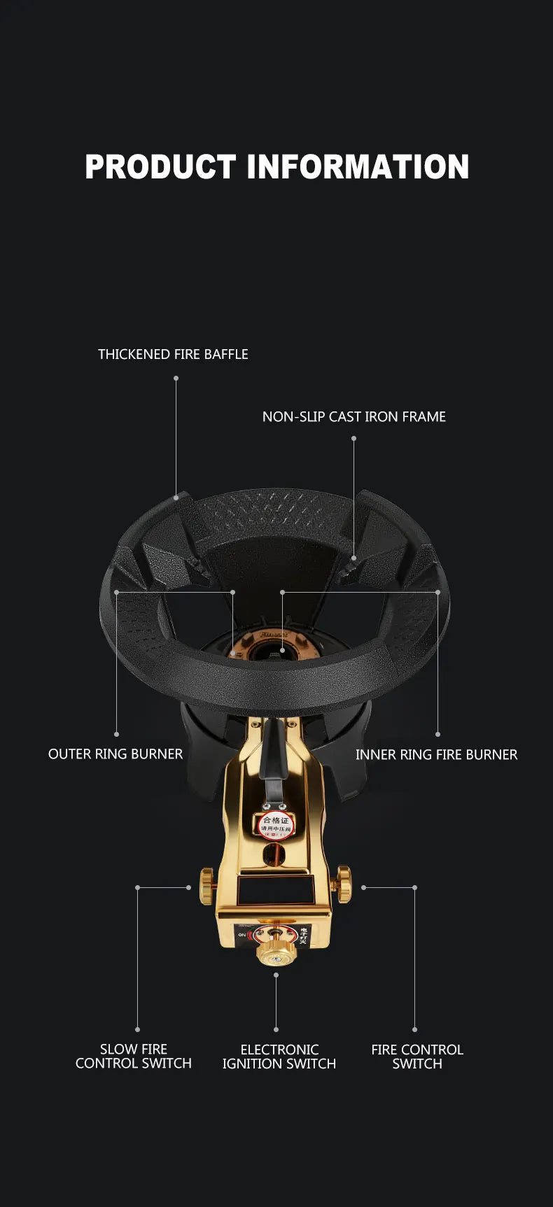Energy-saving Kitchen Gas Stove Cooktop Hob Commercial Fierce Fire Gas Stove Single Gas Stove Liquefied Gas
