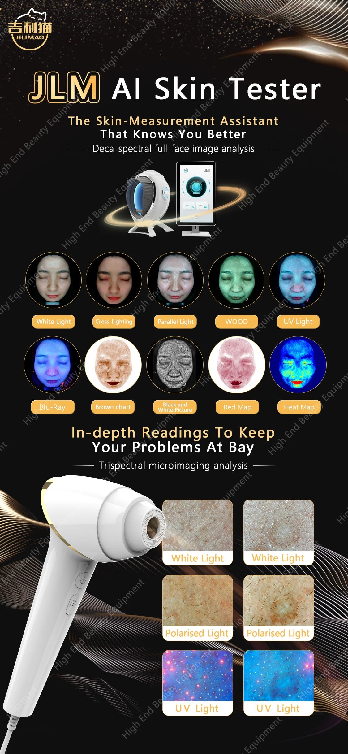 Skin Collagen Content UV Analyzer Professional Portable Intelligence 3D AI Skin Diagnostics Analyzer Skin Collagen