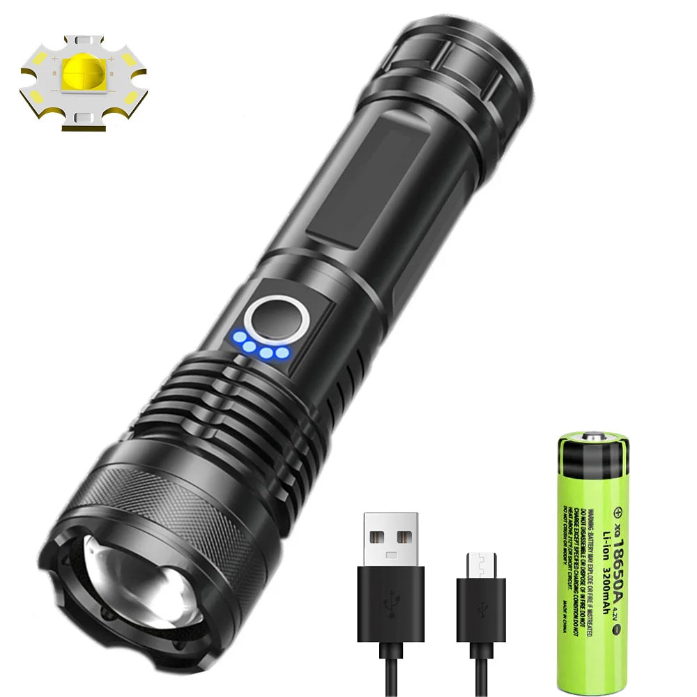 USB Rechargeable LED Flashlights High Lumens Super Bright Tactical Handheld Flash Light Zoomable,Waterproof Emergency Lantern