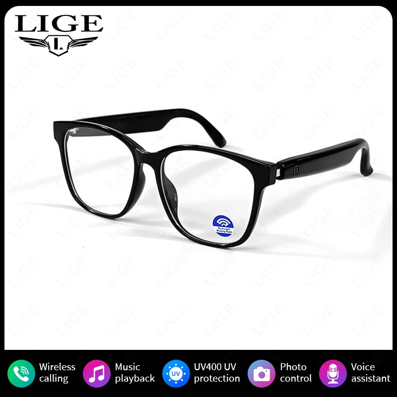 LIGE Smart Glasses Intelligent Navigation Wireless Music Play Outdoor Sport Sunglasses Earphone Bluetooth Call Voice Men Eyewear