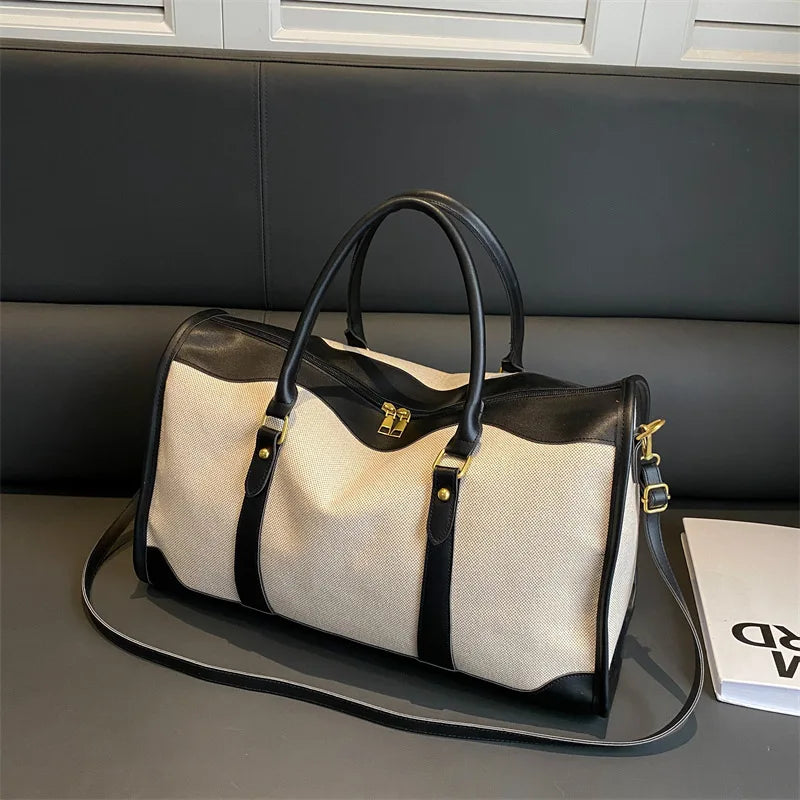 Women Canvas Large Capacity Travel Bags Custom Logo Travel Storage Handbag Vintage Fitness Luggage Bag Personality Customization