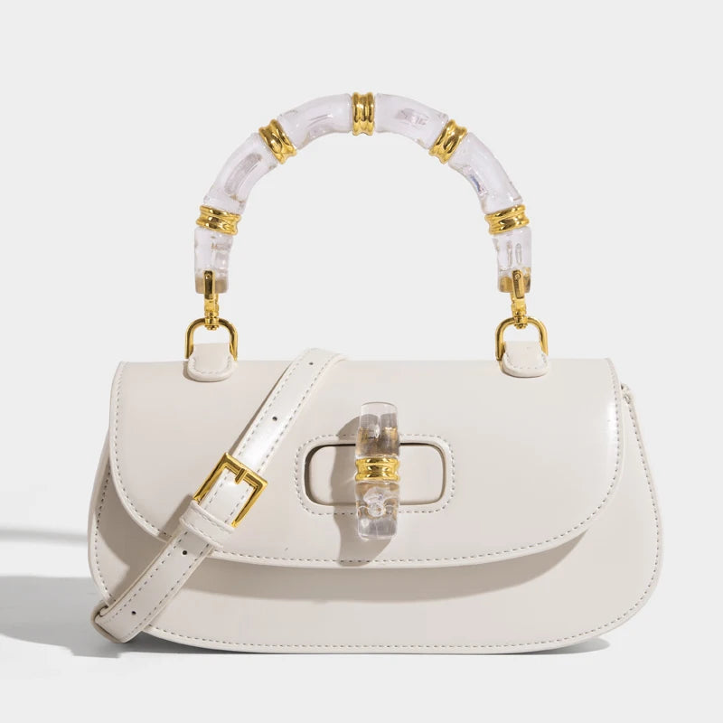 Classic Box Saddle Bags For Women Luxury Designer Handbags And Purses 2025 New In PU Acrylic Top Handle Small Underarm Shoulder