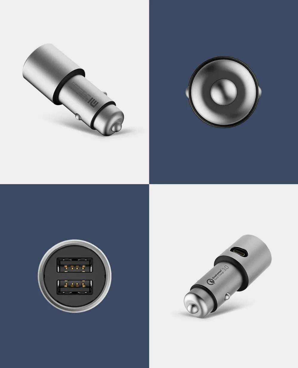 Original Xiaomi Mi Car Charger QC3.0 with 2 Dual USB Quick charge Max 5V/3A 9V/2A 15V/1.5A Metal Style car gift