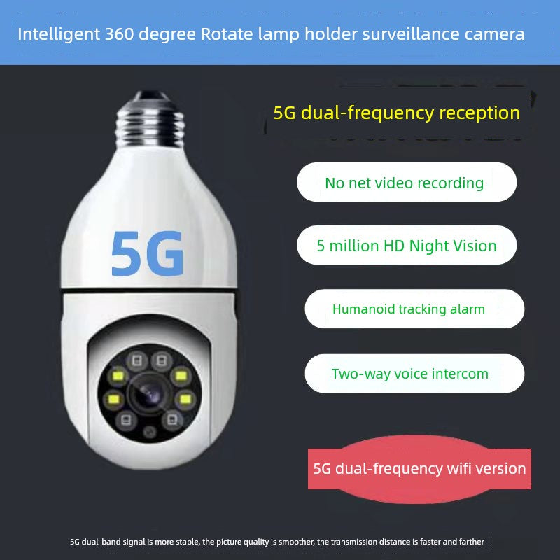 Wireless Lamp Holder Monitor 360-Degree No Blind Spots Lamp Head Surveillance Camera for Home Use, Mobile Phone 4g Remote, No Need to Plug in